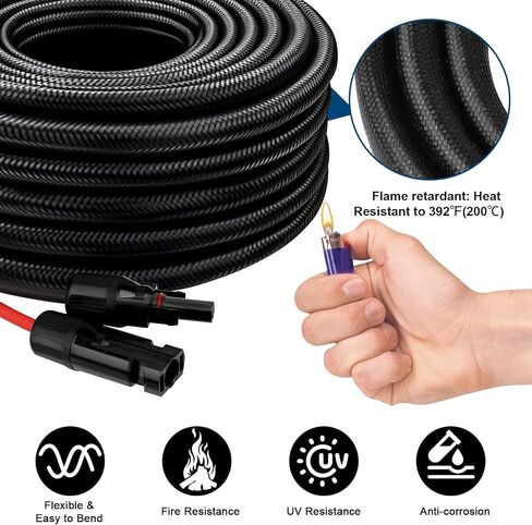 كابل تمديد لوحة الطاقة الشمسية - 10AWG 10 قدم سلك شمسي مع موصل موصل مقاوم للماء من الإناث والذكور ، الأسلاك الواقية من الأسلاك الواقية للوقاية in Kuwait