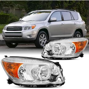 2PCS Headlights Assembly For 2006 2007 2008 Toyota RAV4 Base Limited Sport SUV Headlights Replacement Halogen Chrome Housing Amber Reflector in Kuwait