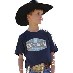 Cinch Boys Denim Navy Shirve Tert Tee (الولايات المتحدة ، ألفا ، متوسطة ، منتظمة ، البحرية) in Saudi Arabia