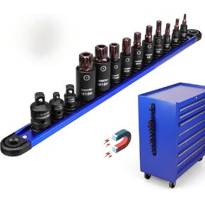 Torx Star Bit Socket Set: 16-Piece Tamper Proof Torx Bit Socket Set with Magnetic Socket Rail Organizer 1/4,3/8,1/2-Inch Drive T8-T60 Torque Torx Bit Socket Set with Adapters for Garages Workshops in Kuwait