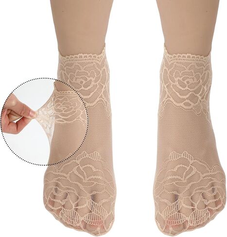 Teaaha 5 Pairs Lace Socks Women Sexy Mesh Sheer Ankle Socks Cute Fishnet Ruffle Frilly Casual Socks Slouch Lacey Loose Socks for Women Girls in Saudi Arabia