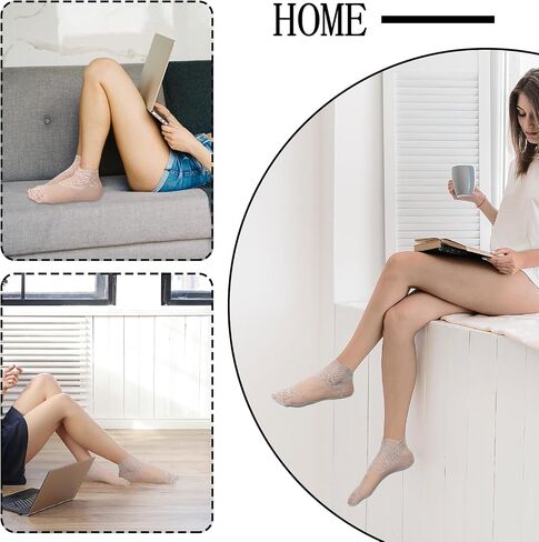 Teaaha 5 Pairs Lace Socks Women Sexy Mesh Sheer Ankle Socks Cute Fishnet Ruffle Frilly Casual Socks Slouch Lacey Loose Socks for Women Girls in Saudi Arabia