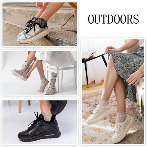 Teaaha 5 Pairs Lace Socks Women Sexy Mesh Sheer Ankle Socks Cute Fishnet Ruffle Frilly Casual Socks Slouch Lacey Loose Socks for Women Girls in Saudi Arabia