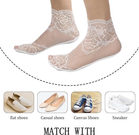 Teaaha 5 Pairs Lace Socks Women Sexy Mesh Sheer Ankle Socks Cute Fishnet Ruffle Frilly Casual Socks Slouch Lacey Loose Socks for Women Girls in Saudi Arabia