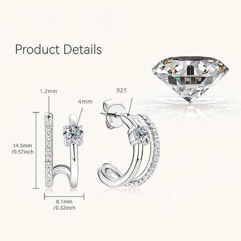أقراط مسمار صغيرة الماس للنساء في الذهب الصلب 14K على S925 STERLING SILD in Kuwait