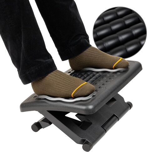 Mind Reader Foot Rest, Under Desk, Ergonomic, Hydraulic Height Adjustable, Ottoman, Office, Foam, 16.75" L x 7.5" W x 3.75" H, Black in Saudi Arabia