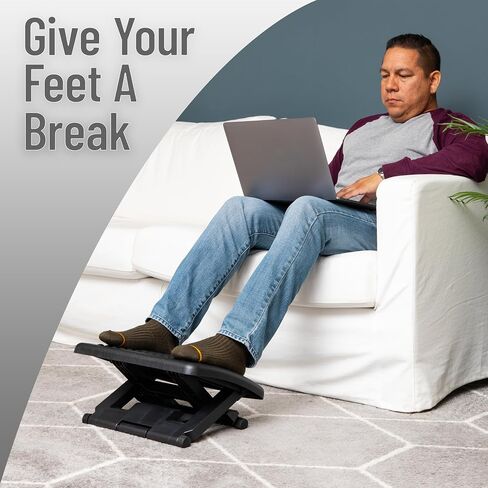 Mind Reader Foot Rest, Under Desk, Ergonomic, Hydraulic Height Adjustable, Ottoman, Office, Foam, 16.75" L x 7.5" W x 3.75" H, Black in Saudi Arabia