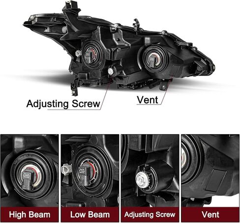 JSBOYAT Halogen Headlight Assembly Replacement for 2013 2014 2015 Nissan Altima 4-Door Sedan Projector Headlamp Chorme Housing with Amber Reflector Driver Passenger Side in Saudi Arabia
