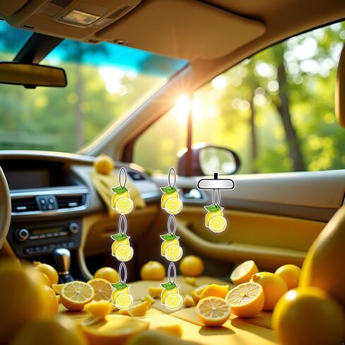 Lemon Car Air Fresheners, Funny Fruity Fruit Air Fresheners Long Lasting Cute Car Mirror Lemon Scented Hanging Decoration Ornaments Gift Interior Accessories for Men Women, 6 Pcs in Saudi Arabia