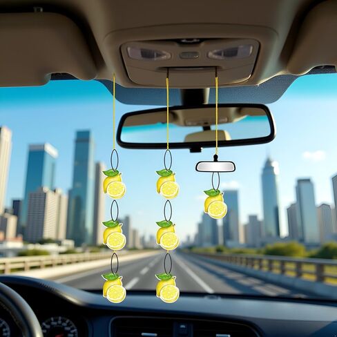 Lemon Car Air Fresheners, Funny Fruity Fruit Air Fresheners Long Lasting Cute Car Mirror Lemon Scented Hanging Decoration Ornaments Gift Interior Accessories for Men Women, 6 Pcs in Saudi Arabia