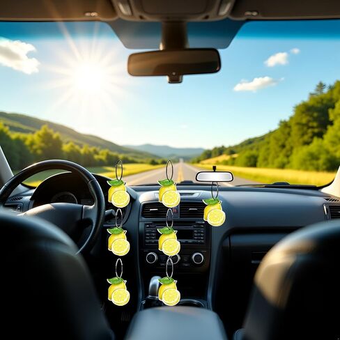 Lemon Car Air Fresheners, Funny Fruity Fruit Air Fresheners Long Lasting Cute Car Mirror Lemon Scented Hanging Decoration Ornaments Gift Interior Accessories for Men Women, 6 Pcs in Saudi Arabia