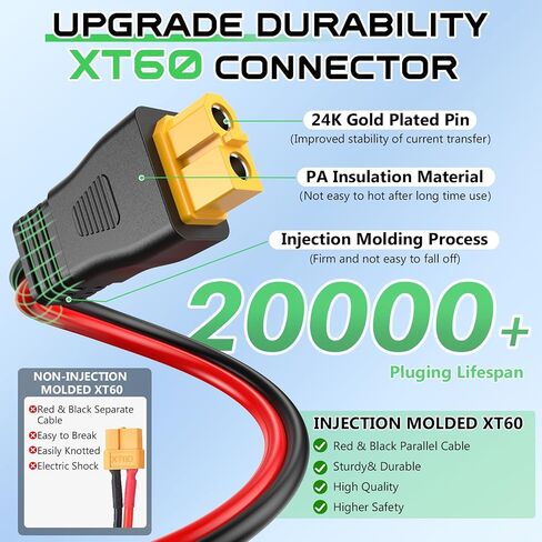 10AWG Solar to XT60 Cable ، XT60 Solar Cable 10ft XT60 Extension Cable لمحطة طاقة RV in Kuwait