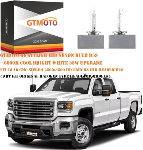 for 2016 2017 2018 Chevrolet Chevy Silverado 1500 Headlight 12V 25W D5S HID Bulb, LS LT LTZ SSV WT High Country Custom Truck Headlamp, 6000K Cool Bright White 35W D5SC1 Bi Xenon Light, 2 Pack in Saudi Arabia
