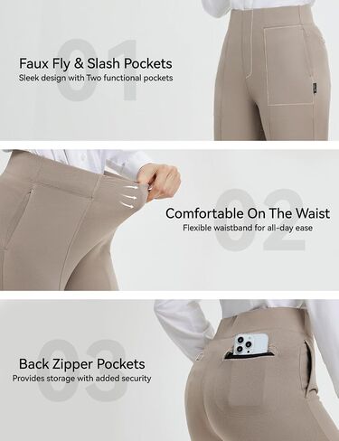 Baleaf Womens Yoga Dress Pants Bootcut Leggings مع 4 جيوب تمتد بنطلون عالي الخصر السفر غير الرسمي 30 " in Saudi Arabia