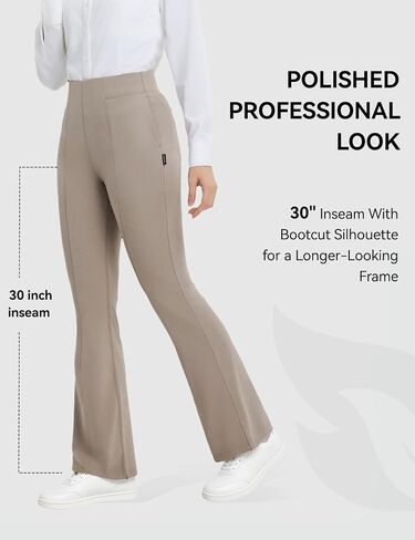 Baleaf Womens Yoga Dress Pants Bootcut Leggings مع 4 جيوب تمتد بنطلون عالي الخصر السفر غير الرسمي 30 " in Saudi Arabia