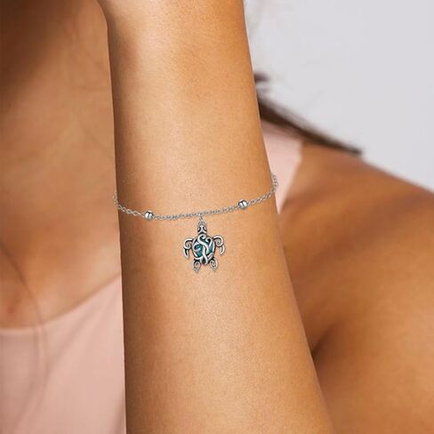 Genuine Turquoise Bracelet for Women 925 Sterling Silver Turtle Bracelet Vintage Western Real Turquoise Jewelry for Women in Saudi Arabia