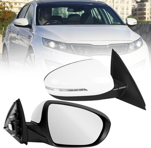2011 2012 2013 السائق اليسرى مرآة الباب الخلفي عرض مرآة متوفرة مع KIA Optima EX/LX/SX ، قابلة للطي/الإشارة/الإشارة ضوء/زجاج HD ، استبدل 876202T110 KI1320152 (أبيض ، 5pins) in Kuwait
