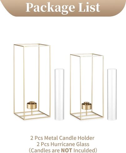 Sziqiqi Hurricane Candle Holder for Candlesticks: Gold Candle Stick Holder Concerpiece Table Decorations - Candlestick Holder مجموعة من 2 شمعة زجاجية لحفل الزفاف عيد الميلاد in Saudi Arabia