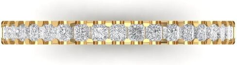 0.29 قيراط الأميرة قطع الزركون 14K الذهب الأبيض مصمم قابلة للتكديس مصمم آرت ديكو دانتيينغ بيان رنين الفرقة in Saudi Arabia
