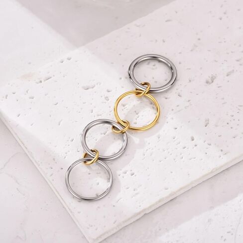 حلقات هيرن قابلة للتكديس للنساء العصرية ، حلقة مملوءة بلطف 14 كيلو رينغ رينغز خاتم الذهب الفضي متعدد الفضة خواتم معدنية مختلطة مجموعة مجوهرات ذهبية للنساء الهدايا in Kuwait
