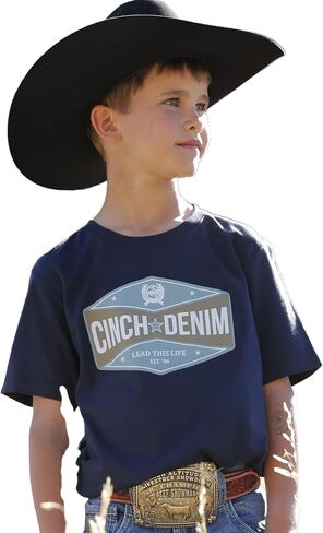 Cinch Boys Denim Navy Shirve Tert Tee (الولايات المتحدة ، ألفا ، متوسطة ، منتظمة ، البحرية) in Saudi Arabia
