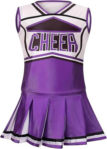 GRAJTCIN Cheerleader Outfit for Girls Cheerleading Costume Kids School Cheer Uniform Halloween Christmas Party Dress up in Saudi Arabia