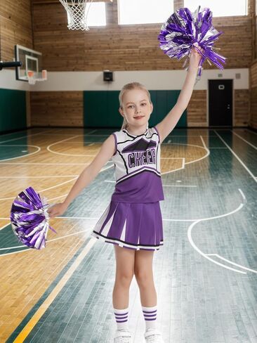 GRAJTCIN Cheerleader Outfit for Girls Cheerleading Costume Kids School Cheer Uniform Halloween Christmas Party Dress up in Saudi Arabia