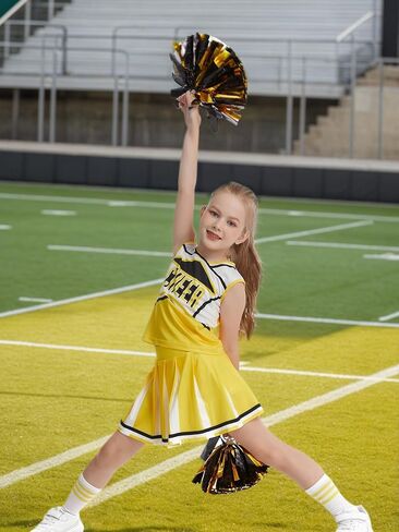 GRAJTCIN Cheerleader Outfit for Girls Cheerleading Costume Kids School Cheer Uniform Halloween Christmas Party Dress up in Saudi Arabia