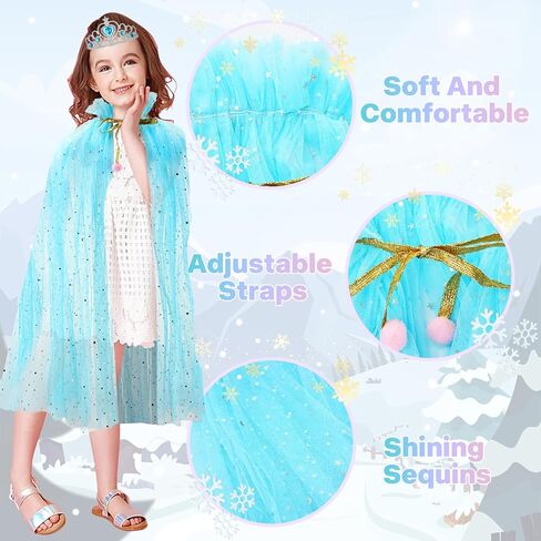 Princess Dress Up Teys for Girls 4-6 ، 9pcs Cape With With Crown & Magic Wand for Girls Ages 2-10 ، Toddler Girl Toys for Easter Halloween Christmas Party Play Play Play Gifts in Kuwait