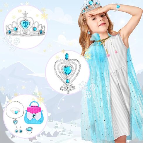 Princess Dress Up Teys for Girls 4-6 ، 9pcs Cape With With Crown & Magic Wand for Girls Ages 2-10 ، Toddler Girl Toys for Easter Halloween Christmas Party Play Play Play Gifts in Kuwait