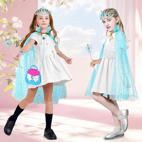 Princess Dress Up Teys for Girls 4-6 ، 9pcs Cape With With Crown & Magic Wand for Girls Ages 2-10 ، Toddler Girl Toys for Easter Halloween Christmas Party Play Play Play Gifts in Kuwait