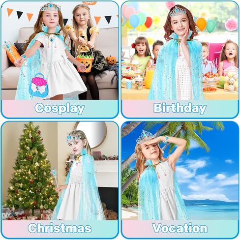 Princess Dress Up Teys for Girls 4-6 ، 9pcs Cape With With Crown & Magic Wand for Girls Ages 2-10 ، Toddler Girl Toys for Easter Halloween Christmas Party Play Play Play Gifts in Kuwait
