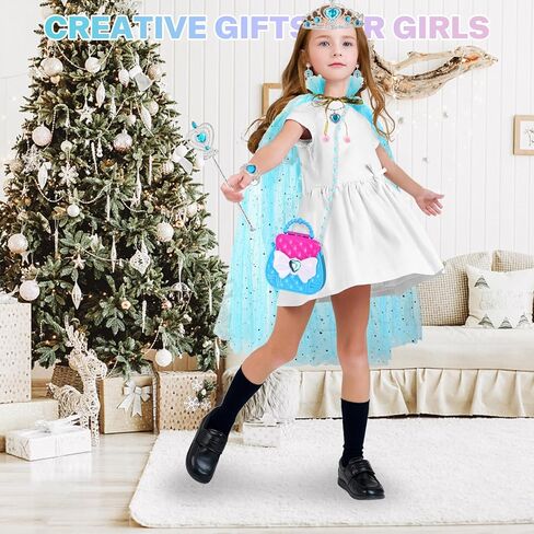 Princess Dress Up Teys for Girls 4-6 ، 9pcs Cape With With Crown & Magic Wand for Girls Ages 2-10 ، Toddler Girl Toys for Easter Halloween Christmas Party Play Play Play Gifts in Kuwait