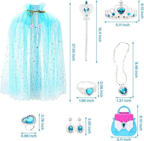 Princess Dress Up Teys for Girls 4-6 ، 9pcs Cape With With Crown & Magic Wand for Girls Ages 2-10 ، Toddler Girl Toys for Easter Halloween Christmas Party Play Play Play Gifts in Kuwait