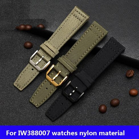 Haolmi-20mm 21mm 22mm لـ IWC Pilot Spitfire Timezone Topgun Strap Green Black Lristwatch Straps Nylon Canvas Watch Band in Saudi Arabia
