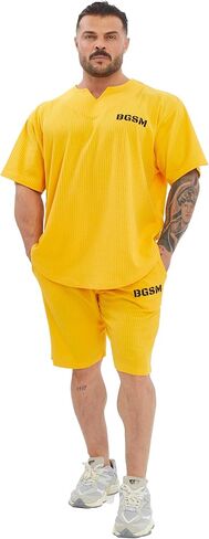 Men's Oversize T-Shirt | Bodybuilding, Cardio Rag Top Activewear Short Sleeve Tee in Kuwait