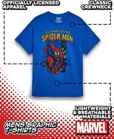 Marvel Mens Graphic T-Shirts - Avengers Spiderman Captain America Short Sleeve Crewneck Graphic Tee Shirt for Men (S-XL) in Saudi Arabia