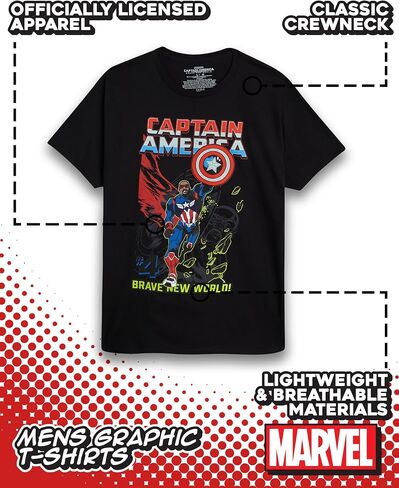 Marvel Mens Graphic Thirts-Avengers Spiderman Captain America Short Crewneck Graphic Tee Shirt for Men (S-XL) in Saudi Arabia