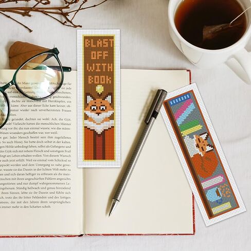 INFUNLY 6PCS Dogs Cats Cross Stitch Bookmark Kit for Beginners 8.66"×3.15" Animals Stamped Embroidery Bookmark Kit Pet Needlepoint Bookmark Kit with Instruction for Book Lovers Reader Writers in Kuwait