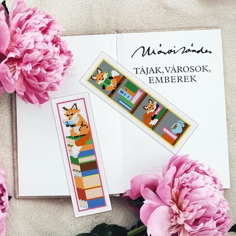 INFUNLY 6PCS Dogs Cats Cross Stitch Bookmark Kit for Beginners 8.66"×3.15" Animals Stamped Embroidery Bookmark Kit Pet Needlepoint Bookmark Kit with Instruction for Book Lovers Reader Writers in Kuwait