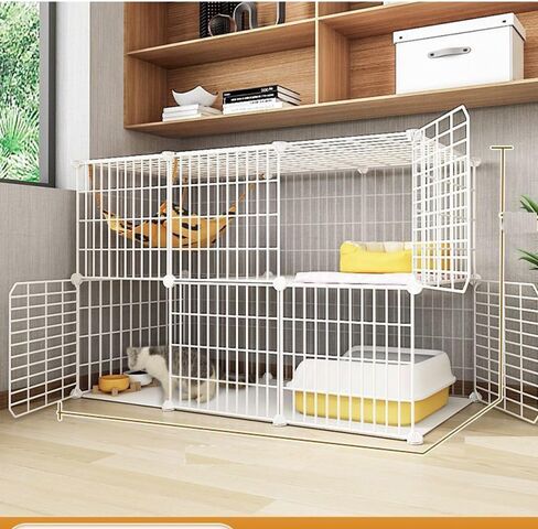 Cat Cage Indoor DIY Cat Playpen Detachable Metal Wire Kennels Cat Cage Indoor Cat Enclosures DIY Cat Playpen Metal Kennel (2 Tier) in Saudi Arabia