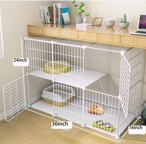 Cat Cage Indoor DIY Cat Playpen Detachable Metal Wire Kennels Cat Cage Indoor Cat Enclosures DIY Cat Playpen Metal Kennel (2 Tier) in Saudi Arabia