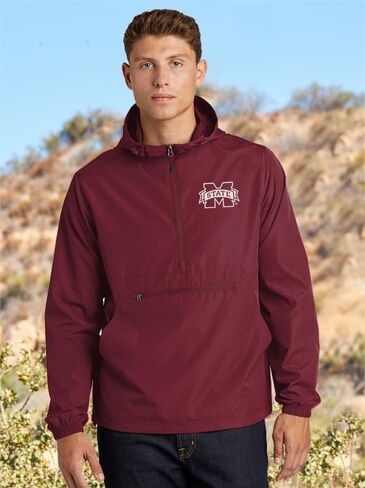 Sorority Letters Shop Mississippi State University Packable Anorak Pullover Windbreaker Embroidered with MSU M Logo in Saudi Arabia