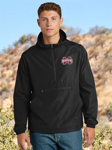 خطابات منظمتنا متجر Mississippi State University Anorak Pullover Windbreaker مطرزة مع شعار MSU M in Kuwait