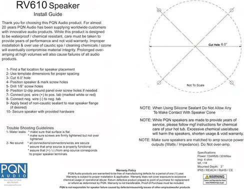 PQN Audio RV610-4BK, 6 inch Waterproof Dual Cone Marine Speaker for Boat, RV, Camper and Golf Cart in Kuwait