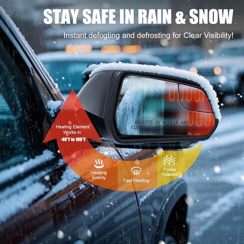 استبدال الزجاج المرآة المدفأة على جانب الركاب لفورد موستانج 2015-2020 - المرايا اليمنى الساخنة مع لوحة الدعم in Kuwait