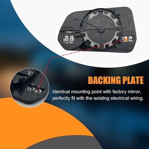 استبدال الزجاج المرآة المدفأة على جانب الركاب لفورد موستانج 2015-2020 - المرايا اليمنى الساخنة مع لوحة الدعم in Kuwait