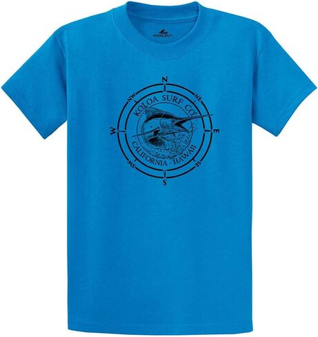 Joe's USA Koloa Surf Black Marlin Logo Heavyweight Cotton T-Shirts in Regular, Big & Tall in Saudi Arabia