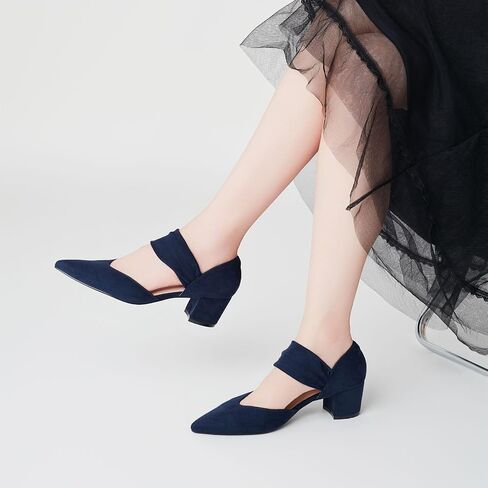 Block Heels for Women Comfortable Strap Closed Pointed Toe Heel Women's Low Chunky Pumps Wedding Party Work Prom Dress Shoes in Saudi Arabia