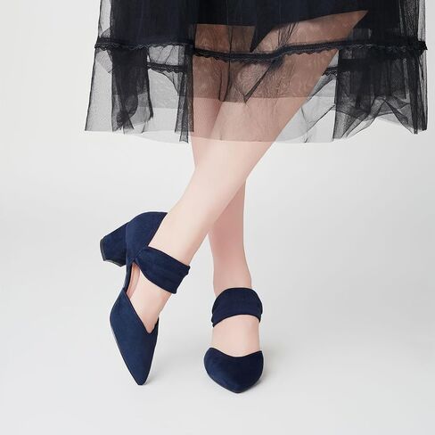 Block Heels for Women Comfortable Strap Closed Pointed Toe Heel Women's Low Chunky Pumps Wedding Party Work Prom Dress Shoes in Saudi Arabia